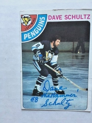  Tarjeta autografiada por Dave The Hammer Schultz Pittsburgh Penquin NHL - Imagen 1 de 3