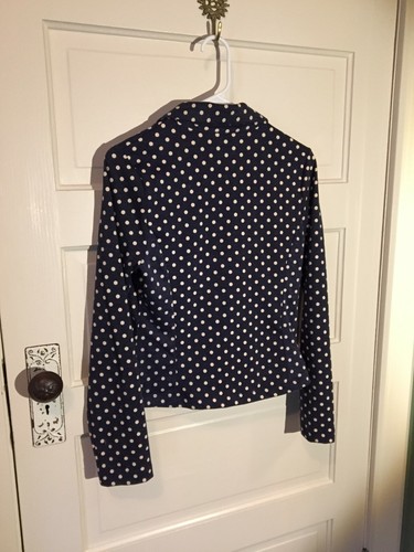 Xhiliration Target navy blue polka dot jersey knit blazer, size S - Picture 2 of 4