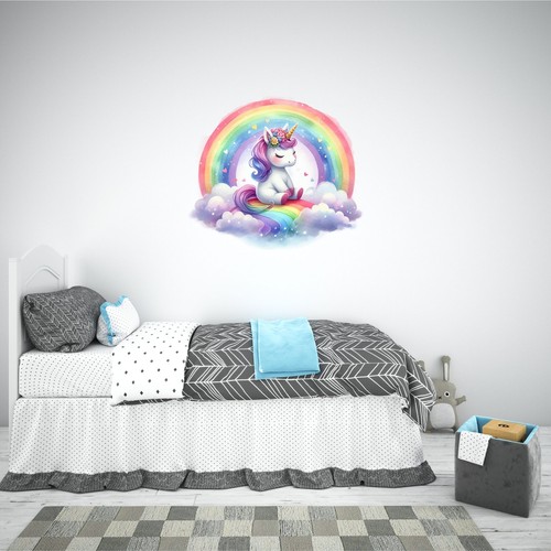 Pastel Rainbow Unicorn Girls Watercolour vinyl sticker decal kl815 - Picture 3 of 4