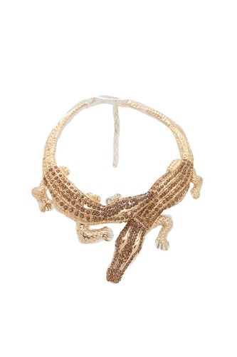 Women Fashion Necklace Gold Metal Crocodile Charm Alligator Pendant Statement - Picture 9 of 12