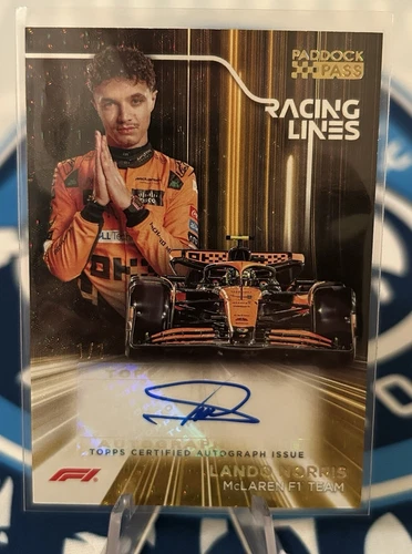 2024 Topps Paddock Pass Lando Norris 1/1 Auto Racing Lines SUPERFRACTOR McLaren
