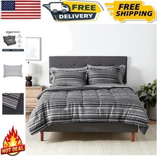 Lightweight Full/Queen Comforter Set with Striped Sheets - Machine Washable