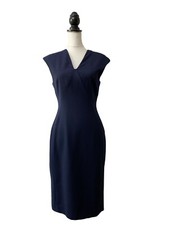 Reiss Pencil Dress UK 10 Navy Blue Office Work Business Sleeveless Elegant Women