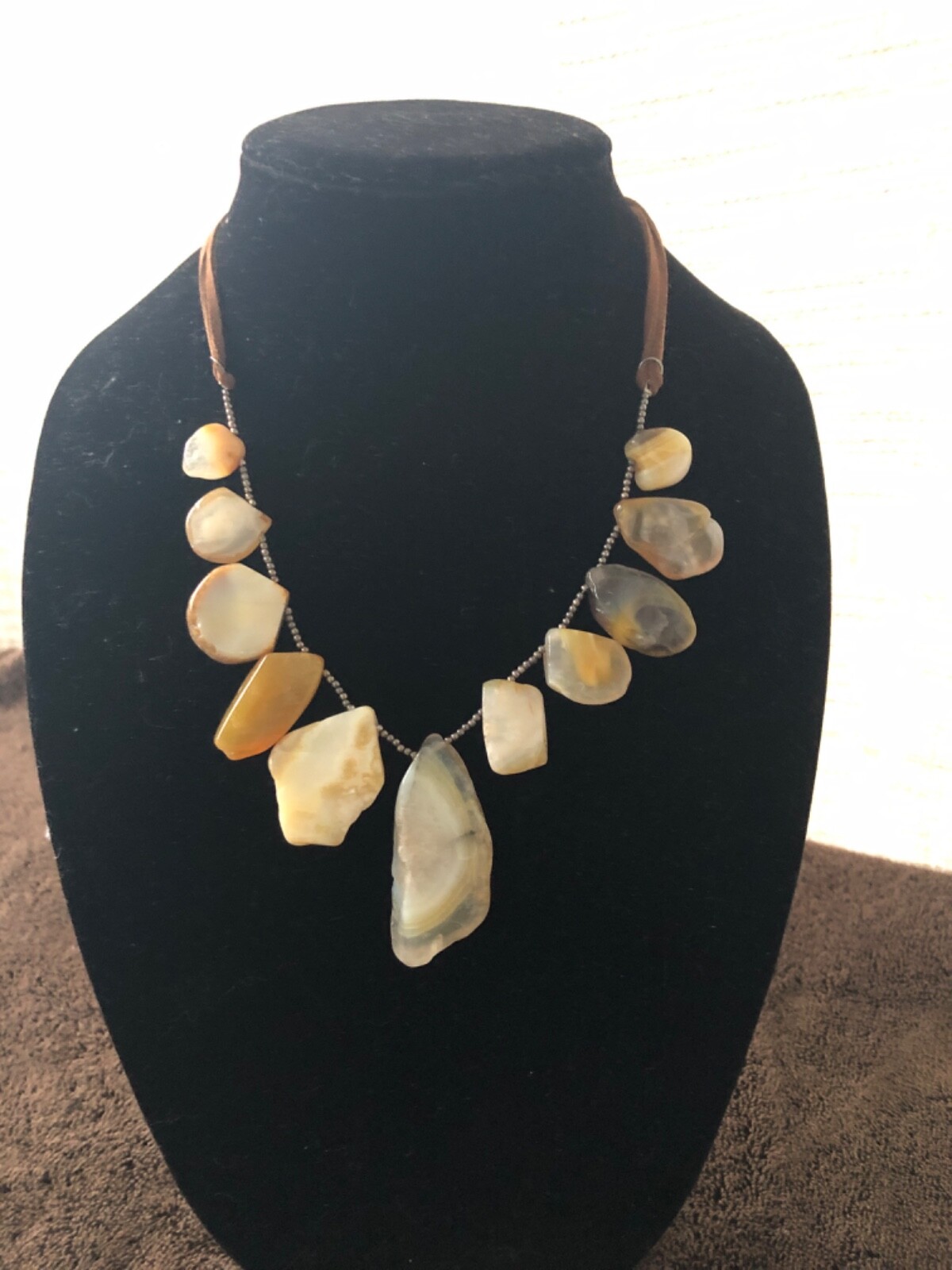 Translucent Agate Stone Necklace with Beads - image 1