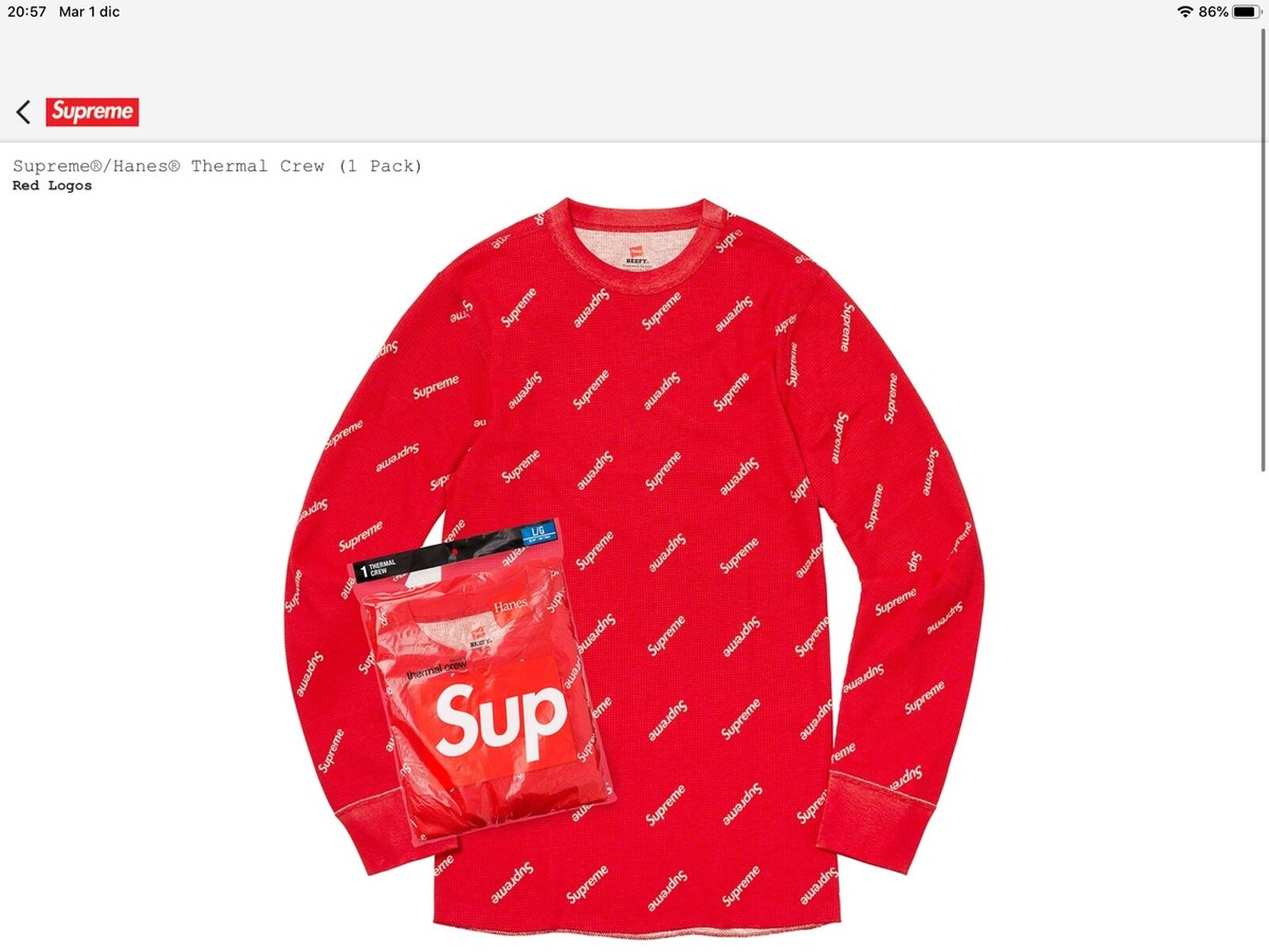 supreme/hanes thermal crew | eBay