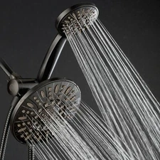 AquaDance Multi-Setting Oil Rubbed Bronze Rainfall Shower Head Combo – 6 FT Hose