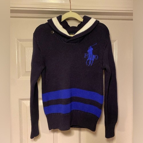 NWT Polo Ralph Lauren Boys Big Pony Shawl Collar Sweater Winter Ski Sweater Rare - Picture 2 of 7