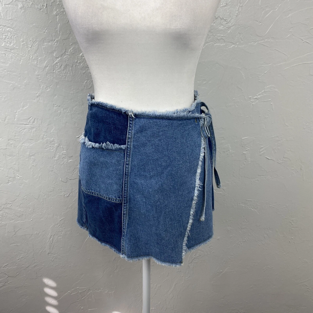 Diy frayed top denim wrap skirt