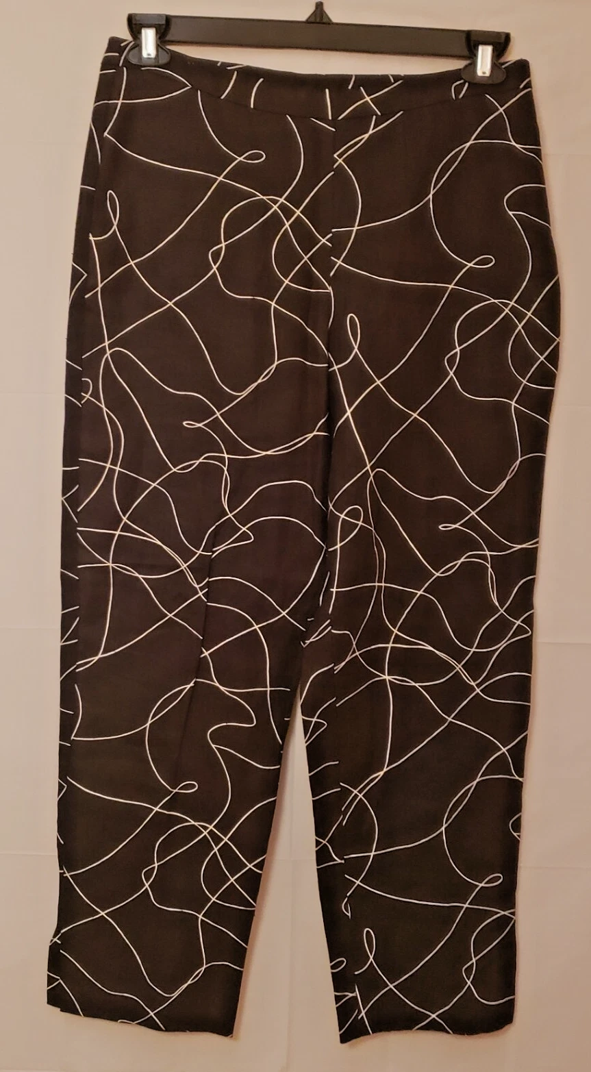 Uniform Women’s Sz 8 Black White Geometric Linen Capri Pants Cropped NWOT