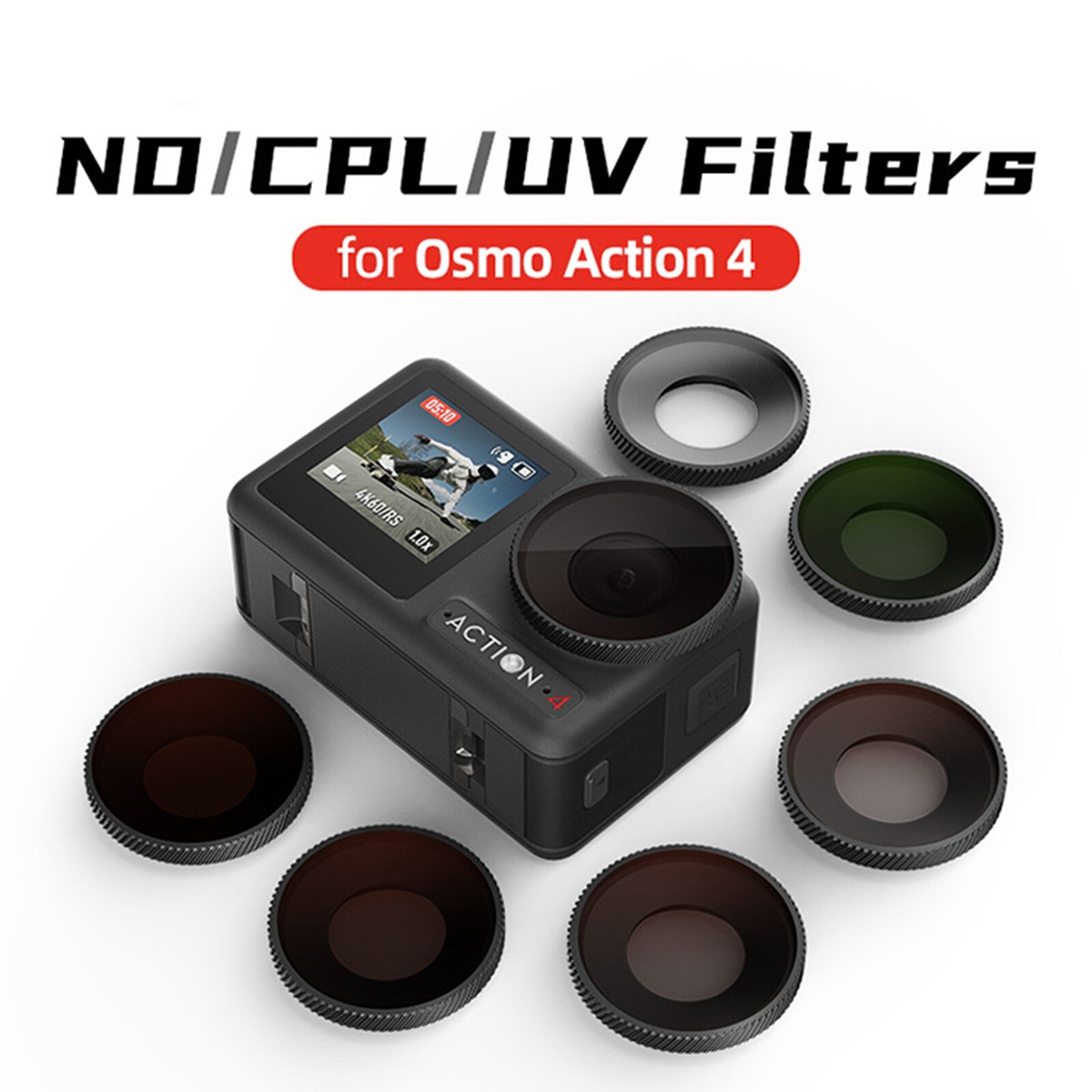 Ensemble de filtres pour caméra d'action CPL ND8 ND16 ND32, filtre polarisant circulaire polarisant à densité neutre avec revêtement 28 couches compatible avec DJI Osmo Action 4, Osmo Action 5 Pro