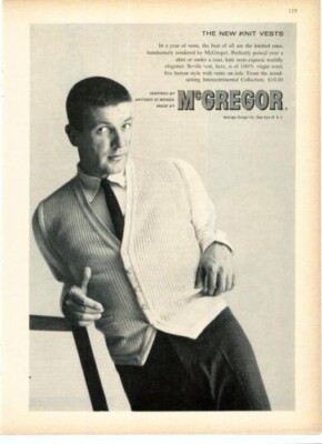 1959 MEN FASHION KNIT VEST MCGREGOR ANTONIO DI MONZA CLOTHING SWEATER AD 6807