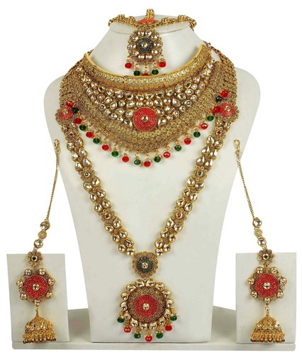 3154 Polki kundan gold Indian bridal Necklace earrings Set bollywood jewelry set