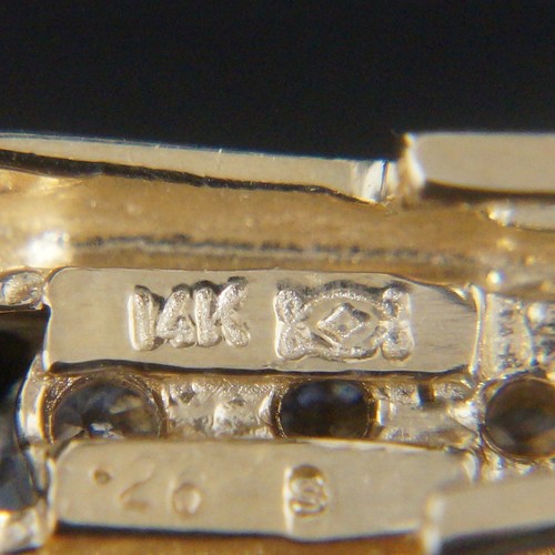 Modernist Solid 14K Gold & .26 CTW Channel Set 3 Diamond Estate Journey Pendant - Picture 7 of 8