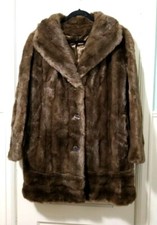 Vtg Women 70s Tissavel France Faux Fur Coat Medium Large Brown Soft Lined Button