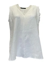 Marina Rinaldi Women's White Bebop Sleeveless Flax Tank Top NWT