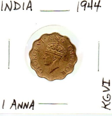 India British 1 Anna 1944, Coin, Km# 537A, George VI | eBay