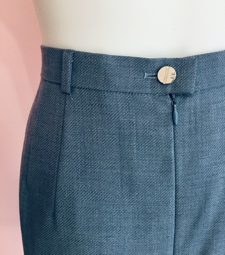 ESCADA 42 12 Large Light Blue Chambray Womens Designer Pencil Skirt - Picture 5 of 6