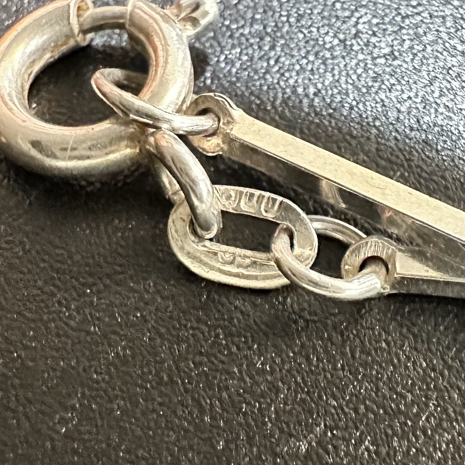 ANTIQUE ESTATE 800 SILVER CHATELAINE NECKLACE 27” w/ STERLING IHN CROSS PENDANT