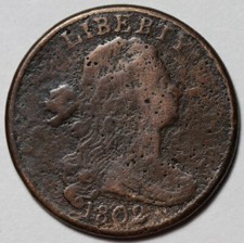 1802 Draped Bust Large Cent - With Stems - US 1c Copper Coin