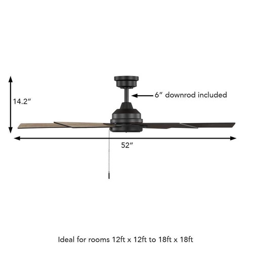Home Decorators Ceiling Fan 52" Reversible Blades Downrod Mount Matte Black - Picture 3 of 10