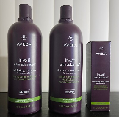 Aveda Invati Ultra Advanced LIGHT Shampoo Conditioner 33.8oz + Serum 5oz Set