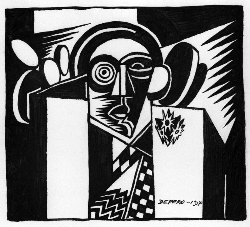 Black and White Fortunato Depero 1917 Futurist Italian Modernist