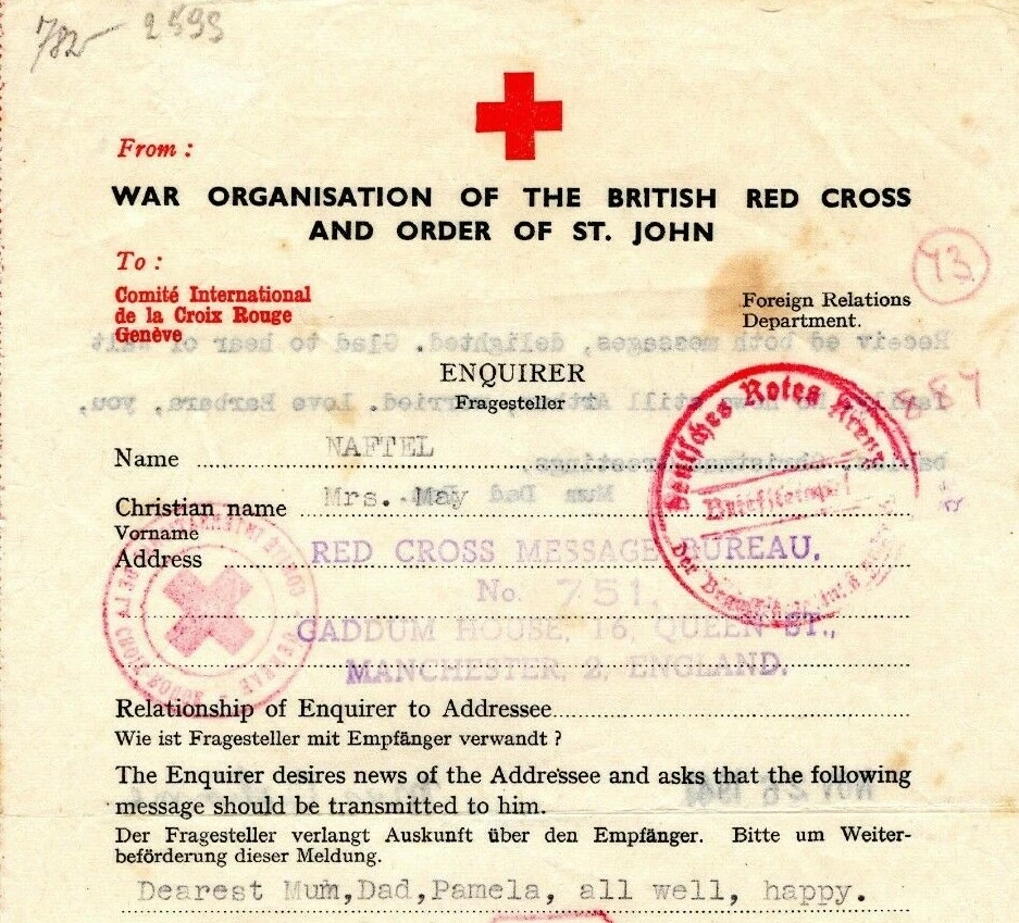 GB Channel Islands WW2 RED CROSS Message GUERNSEY 1941 Manchester *751* MAX33 - Image 4 of 4