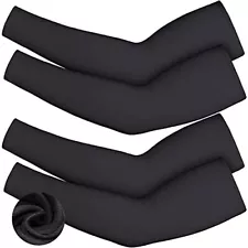 4 Pieces Thermal Arm Warmer Compression Arm Sleeve for Men Women Small Black