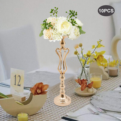 10pcs Anniversary Ceremony Trumpet Vase Wedding Party Event Decoration Vase Gold