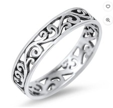 925 Pure Sterling Silver Ring Cutout Filigree Design  Size 7  Unisex