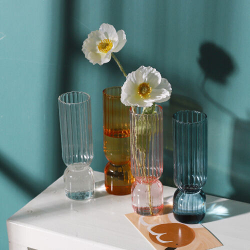 Nordische bunte Klarglasvase Vintage Blume Flasche Zimmer Innenraum Kunst Dekor - Bild 2 von 18