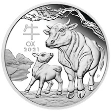 2021 Australia PROOF Lunar Year of the Ox 1oz Silver $1 Coin Series3