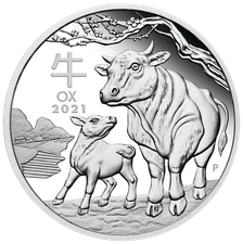 2021 Australia PROOF Lunar Year of the Ox 1/2 oz Silver Half Dollar Coin Series3