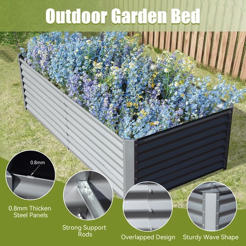 Domi 8x4x2ft Metal Galvanized Raised Garden Bed, Silver Planter Box - Picture 4 of 9