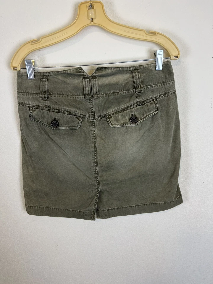 Burberry Brit Green Cotton Zippered Mini Skirt SZ 6 Vintage 1980s Pockets -B3 - Image 2 of 4