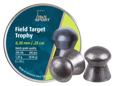 H&N Field Target Trophy 200 Count DOMED Match 6.35mm .25 Caliber Pellets GERMANY