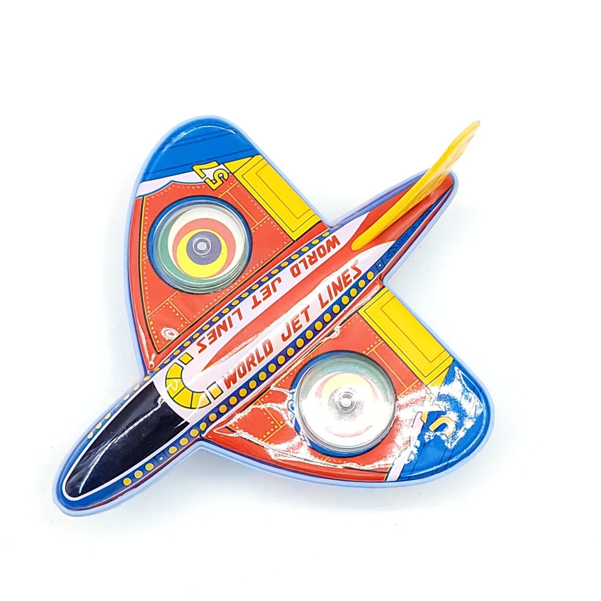 Old Vtg Tin Plastic Friction World Jet Lines JX 57 Toy Plane