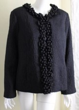 Chico's 2 L Chic Black 3D Bobbles Art-to-Wear Lined Blazer Jacket Lux Funky