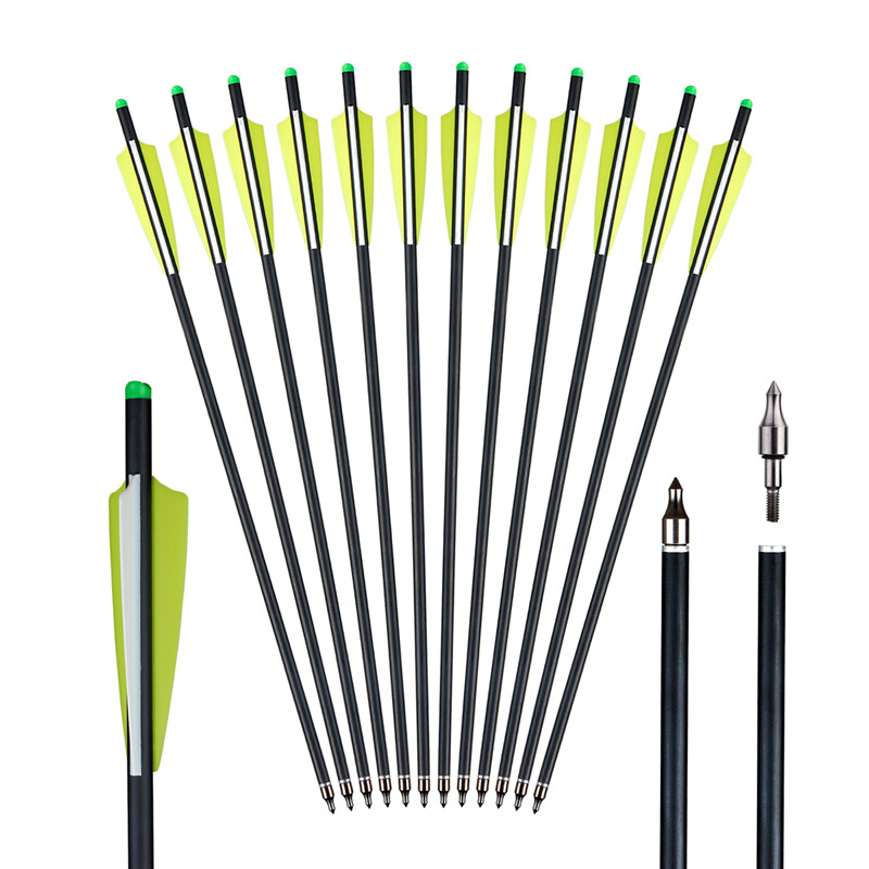 Bolts Carbon Crossbow Arrows / 12pcs 100 Grain Broadheads