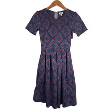 NWT LulaRoe Amelia Dress Stretchy Aztec Print Size XS pockets with Short Sleeves