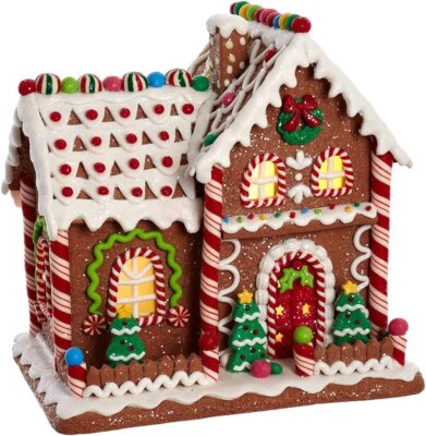 Kurt S. Adler GBJ0040 - Lebkuchenhaus, festlich verziert, Bonbondach, -22 cm-