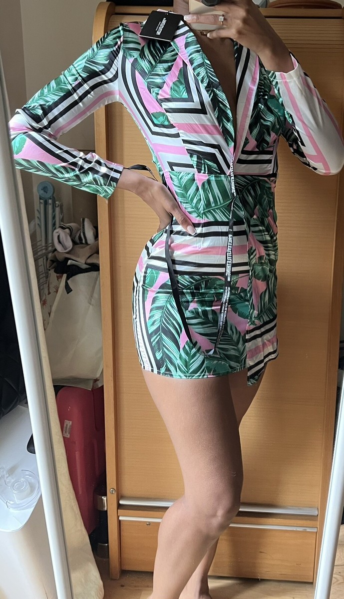 strapless open back dress JUDE SHAWL LAPEL LONG SLEEVE FRONT PLEAT BUTTON DETAIL SATIN BLAZER MINI  DRESS main image 1