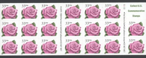 1999 US Scott #3052d, 33 cent Pink Rose Booklet of 20 MNH