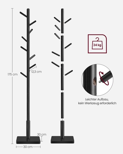 VASAGLE Garderobenständer Kleiderständer Massivholz Jackenständer Baumform - Bild 30 von 30