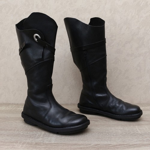 Trippen Warrior Women's Black Leather Zipper High Boots EU39 US8 UK6, MSRP €429 - Picture 4 of 17