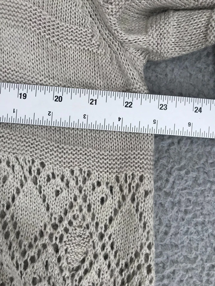 Cardigã suéter feminino Axcess malha crochê tamanho G frente aberta manga longa bege - Imagem 4 de 4