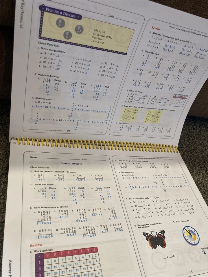 ABeka gr.3/3rd MATH Arithmetic Worktext Key/answer /key. - Image 3 of 4