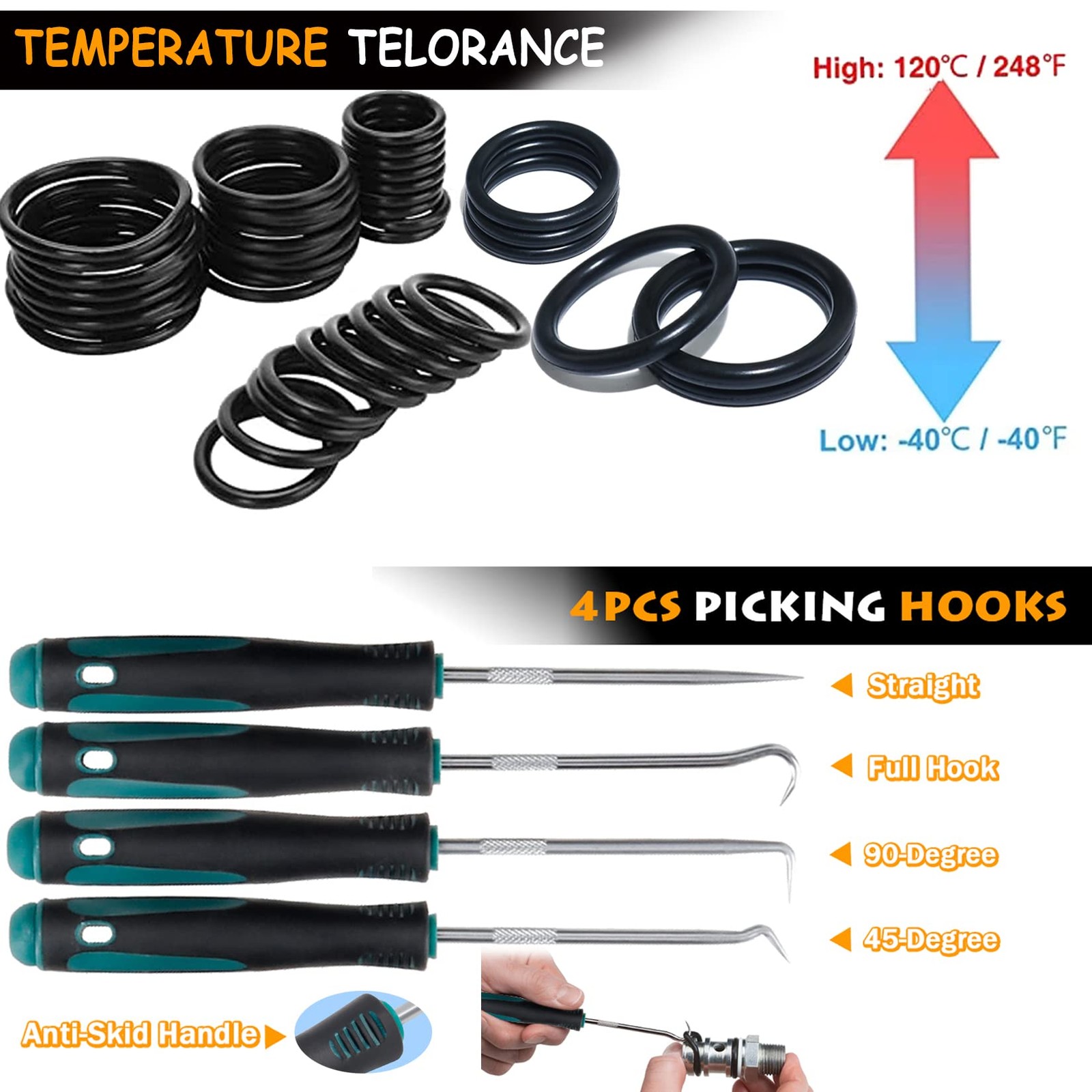 32Size 1225Pcs Metric Nitrile O Rings Assortment Kit + 4pcs O-Ring , Oil Resi...