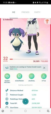 Pokemon Go (Stufe 32) Shiny Indedee (61 Shinys)