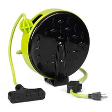 Retractable Extension Cord Reel with 3 Electrical Power Outlets Different Color